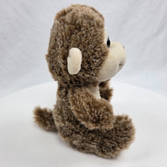 KELLYTOY MONKEY CHIMP PLUSH  HEART FOOT SPARKLE EYES BROWN STUFFED ANIMAL 6” - Picture 4 of 6